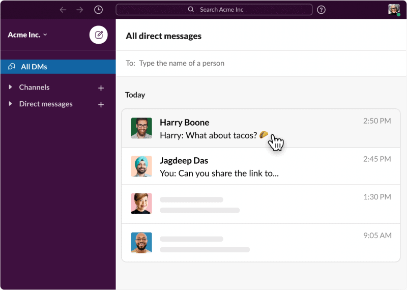 slack direct messages browser e1654540179231